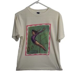 VINTAGE 90s gymnast bars crew neck graphic tee‎ shirt S